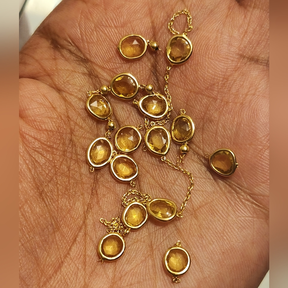 Loose Natural Yellow Sapphires Set In 18k Gold. 15ct Total